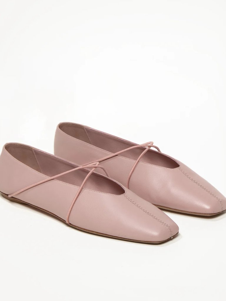 New M. Gemi The Una Ballet Flat In Antique Rose Nappa Leather Pink